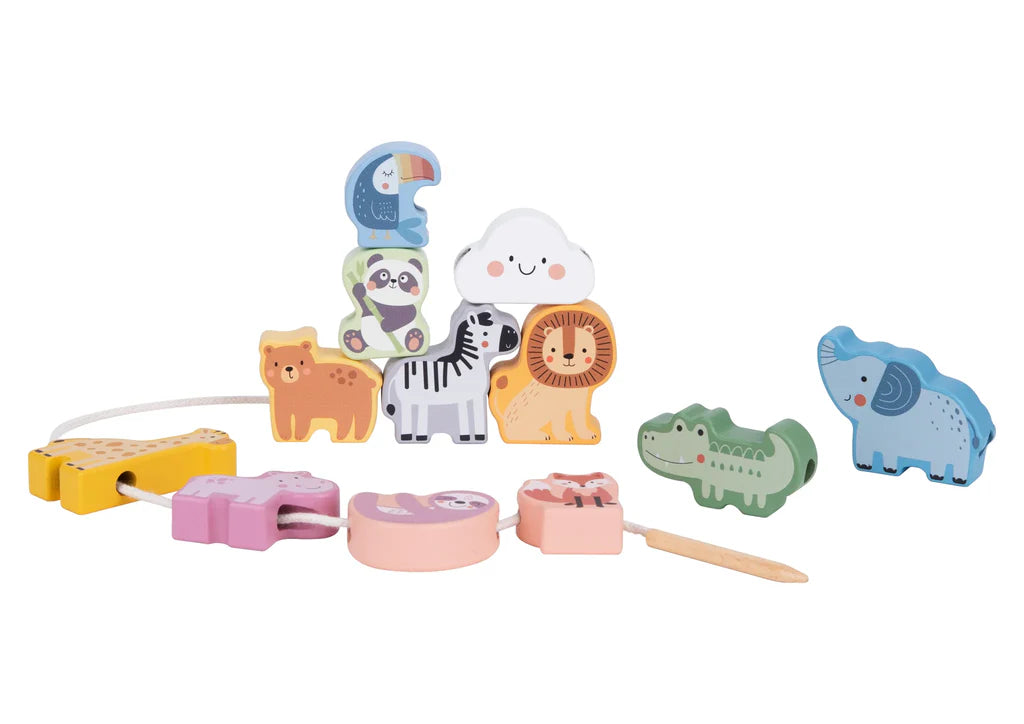 Tooky Tooy - Wooden Animals Lacing Set