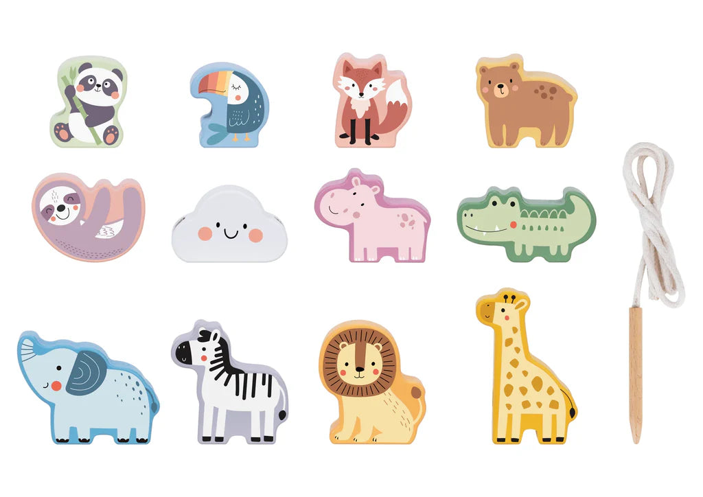 Tooky Tooy - Wooden Animals Lacing Set