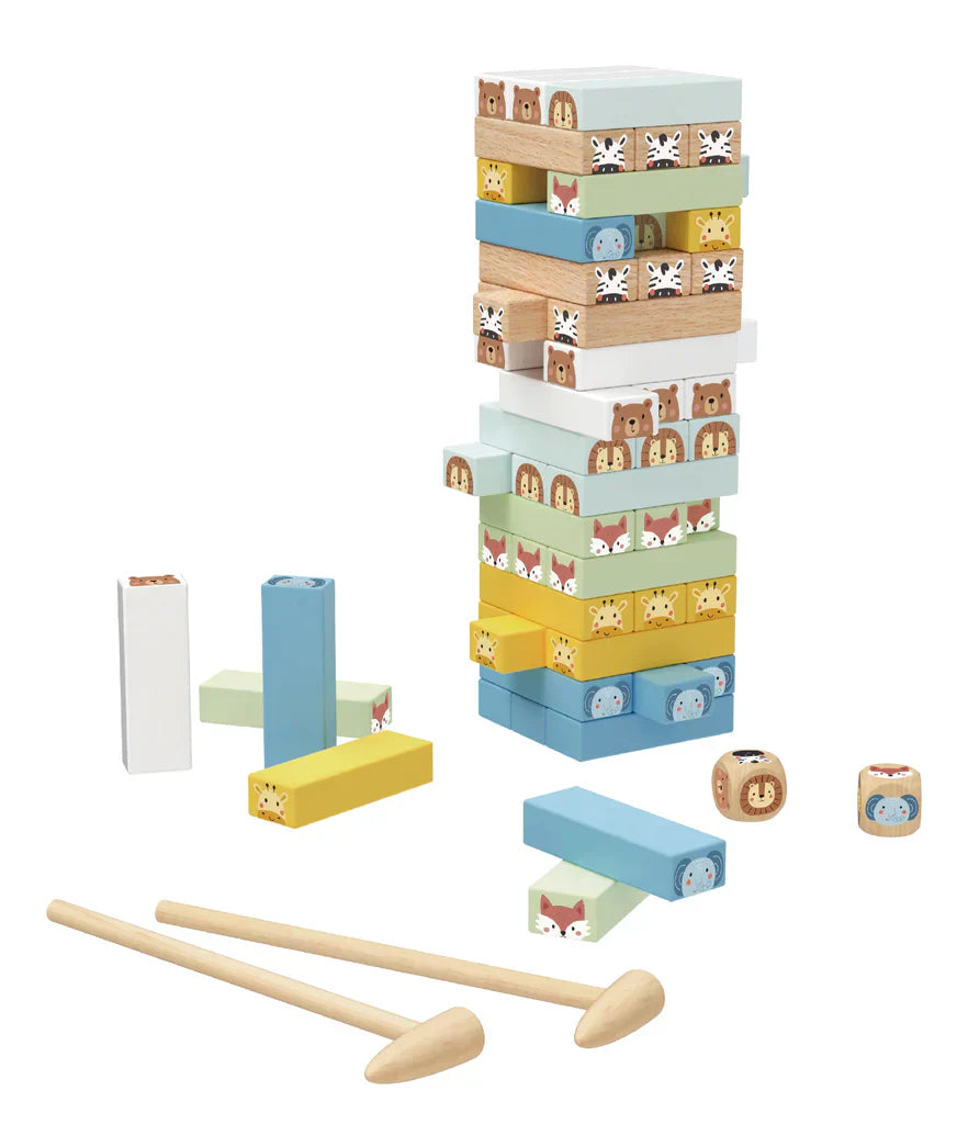 Tooky Toy - Wooden Jungle Animal Jenga Set