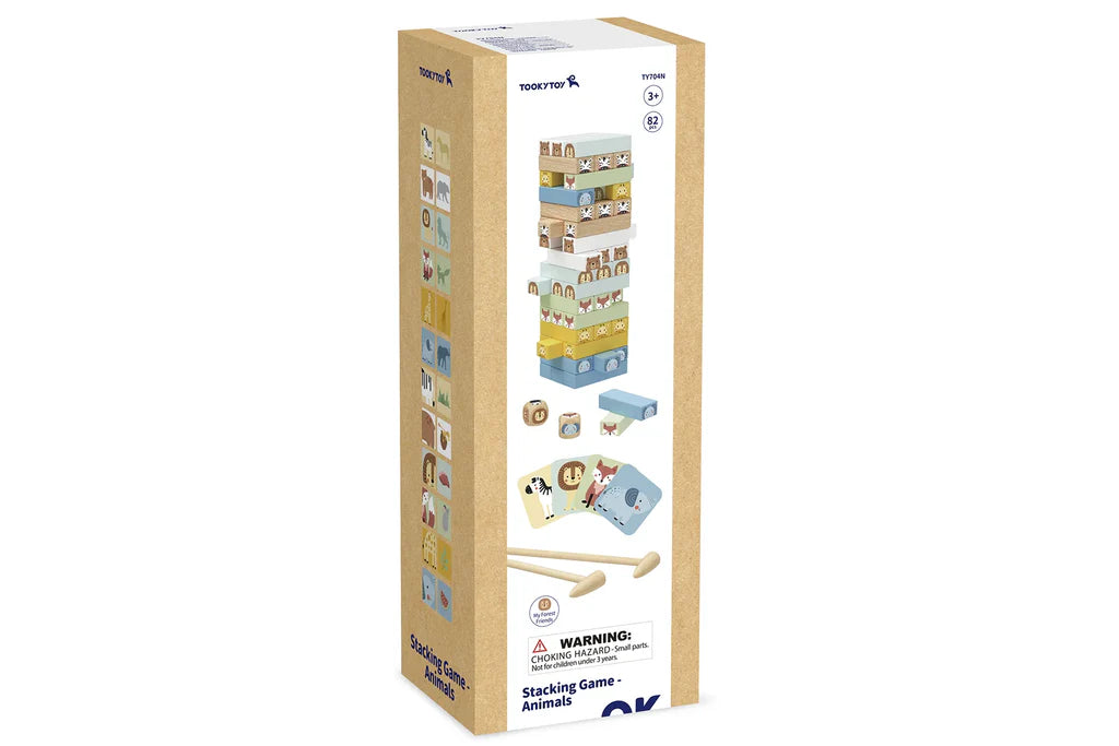 Tooky Toy - Wooden Jungle Animal Jenga Set