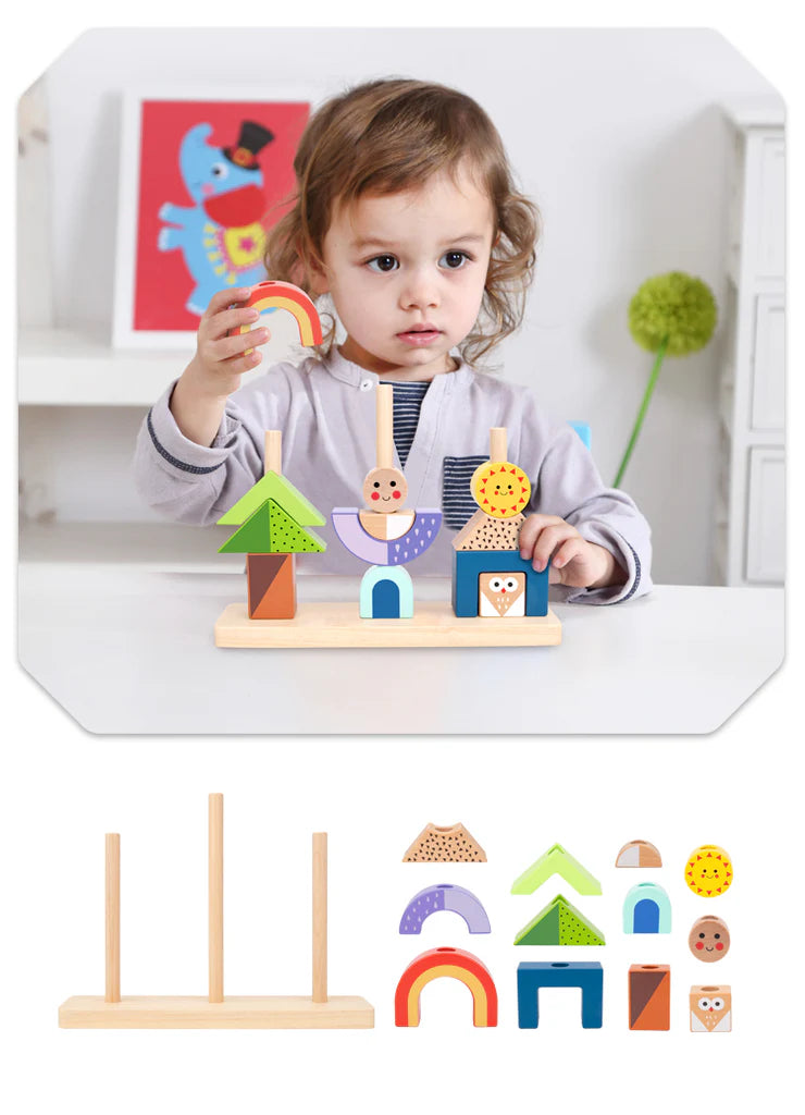 Tookt Toy - Wooden Shapes Stacking Set