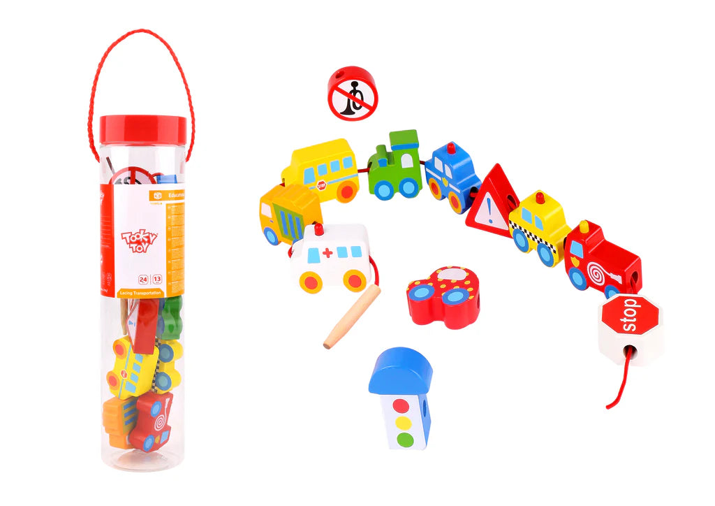 Tooky Toy - Wooden Pull Along Vehicle Set