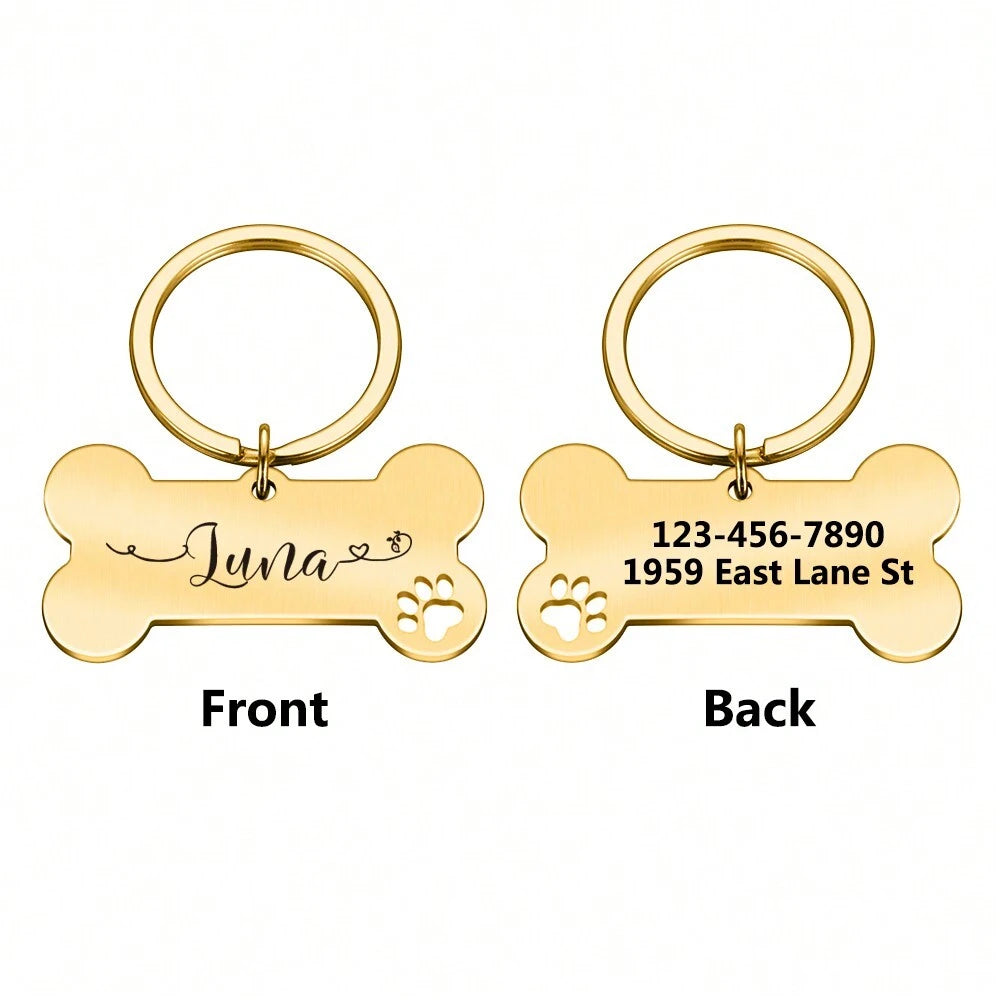 Personalized Pet Dog Tags – Custom Engraved Name & Contact Info