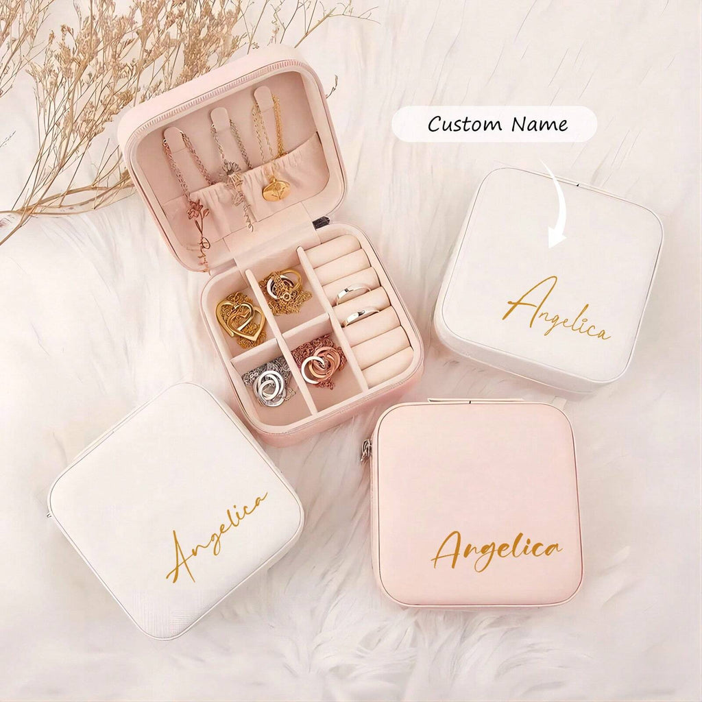 Personalized Travel Jewelry Box – Custom Name Design