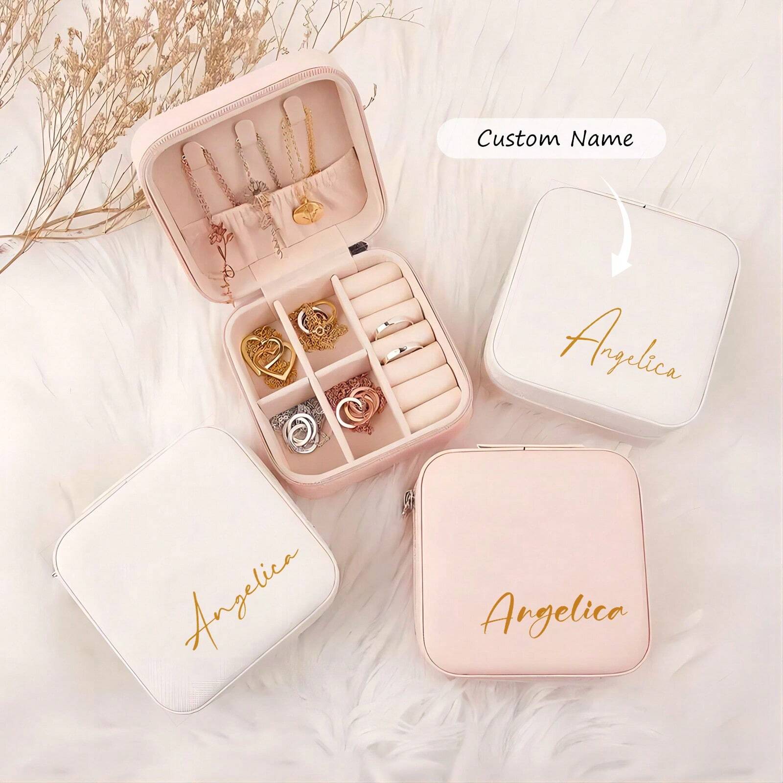 Personalized Travel Jewelry Box – Custom Name Design