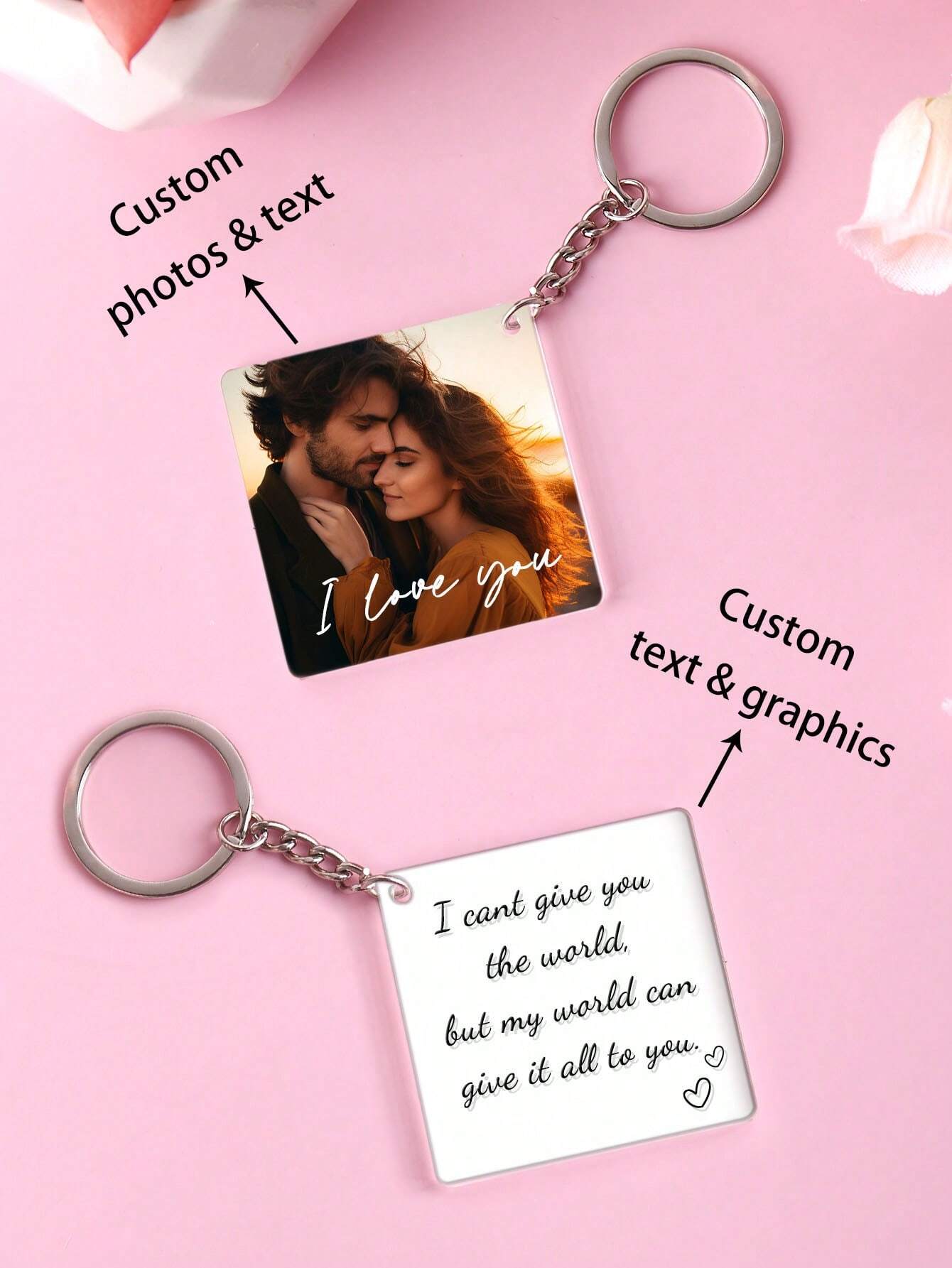 Personalized Keychain – Custom Engraved Design for a Unique Touch - Photo And Text