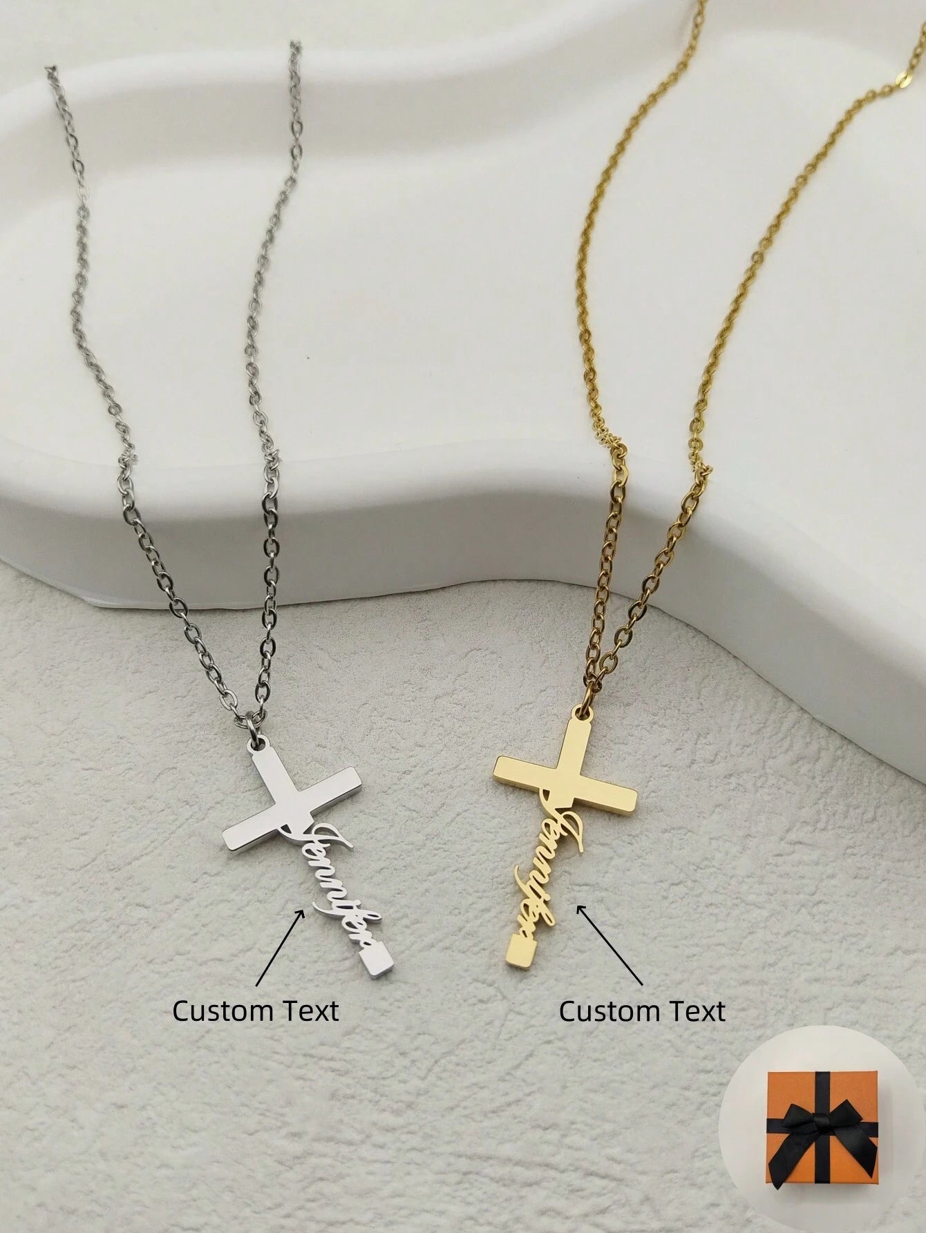 Personalized Necklace – Custom Cross Pendant Gold