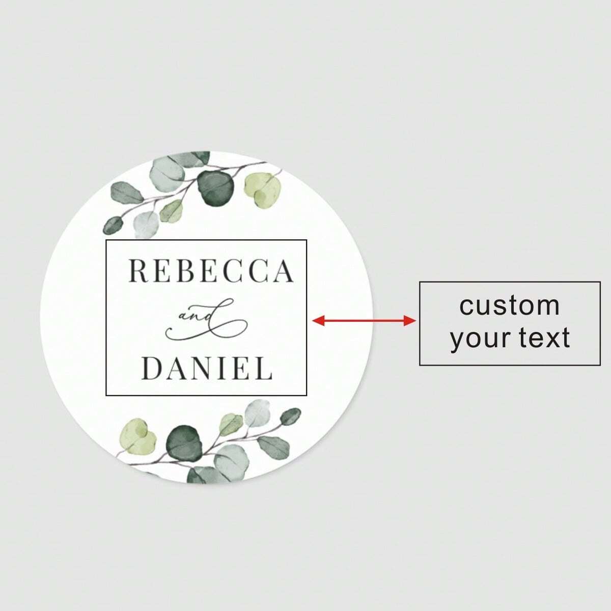Custom Thank You Stickers – Personalized Round Wedding Labels with Names & Date (Green)Flower))) (Copy) (Copy)