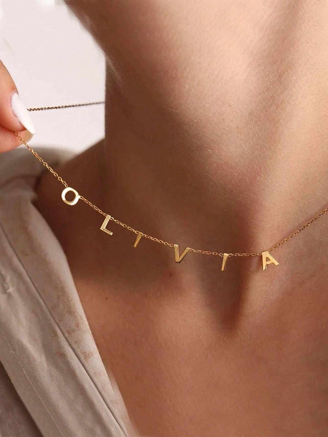 Personalized Necklace – Custom Spaced Letters Name Pendant