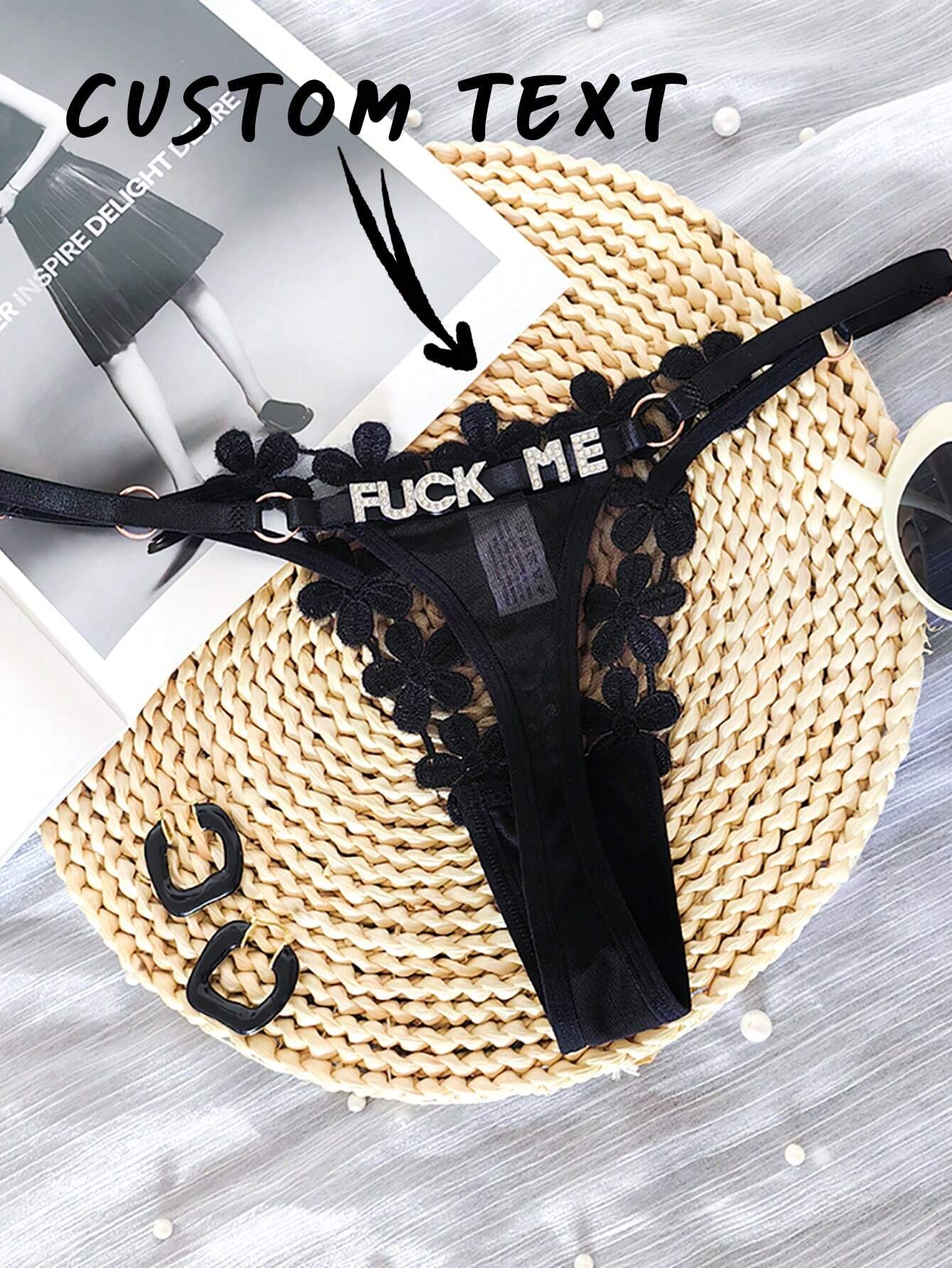 Custom Thong G-Strings with Gold or Silver Charms – Personalized Sexy Lingerie