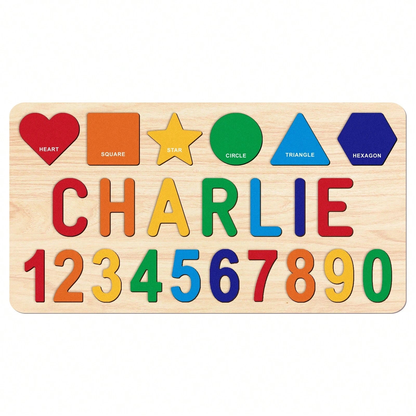 Personalized Wooden Name Puzzle with Shapes & Numbers – Custom Educational Toy for Kids