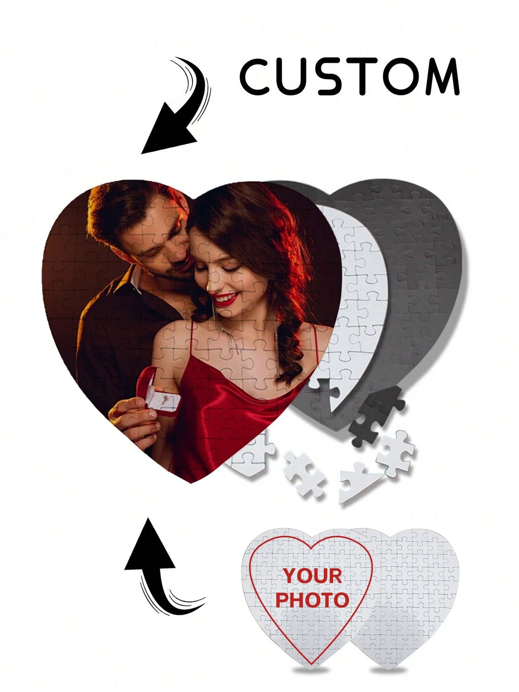 Custom Photo Jigsaw Puzzle –  Personalized Puzzle with Your Image (Heart) 75-Piece