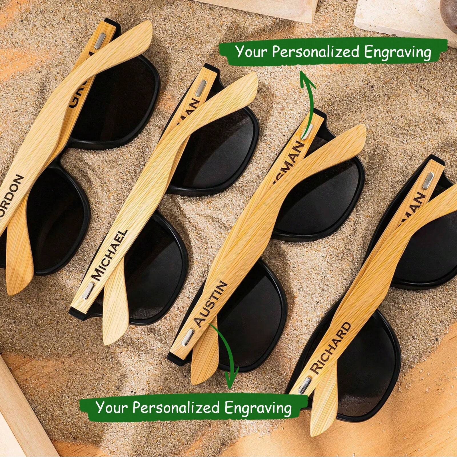 Personalized Bamboo Sunglasses – Custom Engraved Name