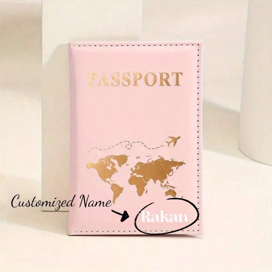 Personalized PU Leather Passport Holder – Custom Name Travel Wallet & Document Organizer for Women