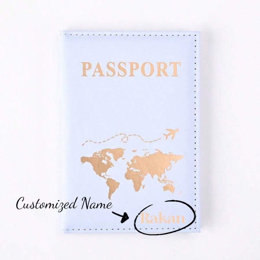 Personalized PU Leather Passport Holder – Custom Name Travel Wallet & Document Organizer for Women
