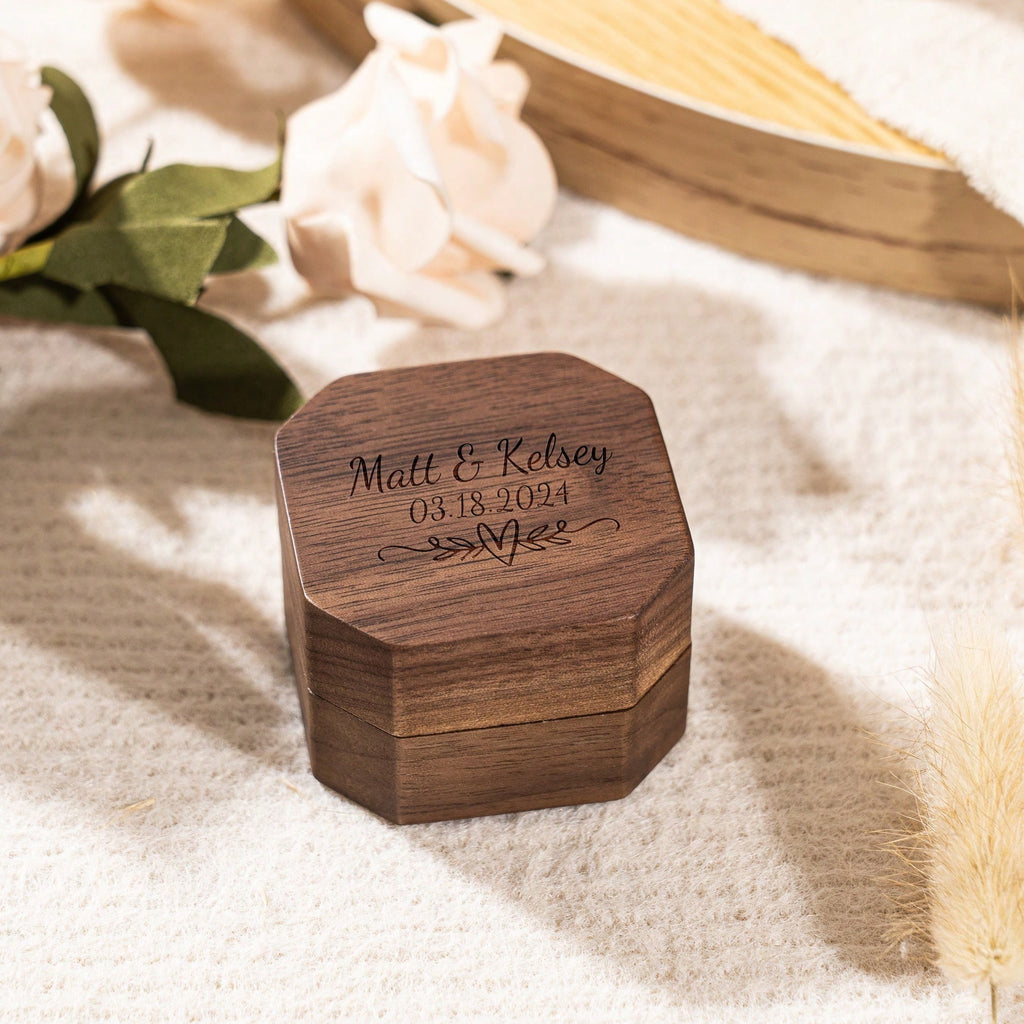 Personalized Wooden Ring Box – Custom Engraved Keepsake