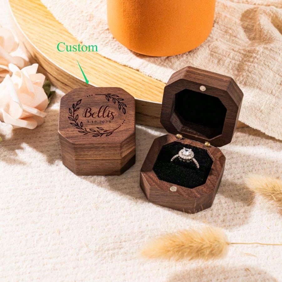 Personalized Wooden Ring Box – Custom Engraved Keepsake