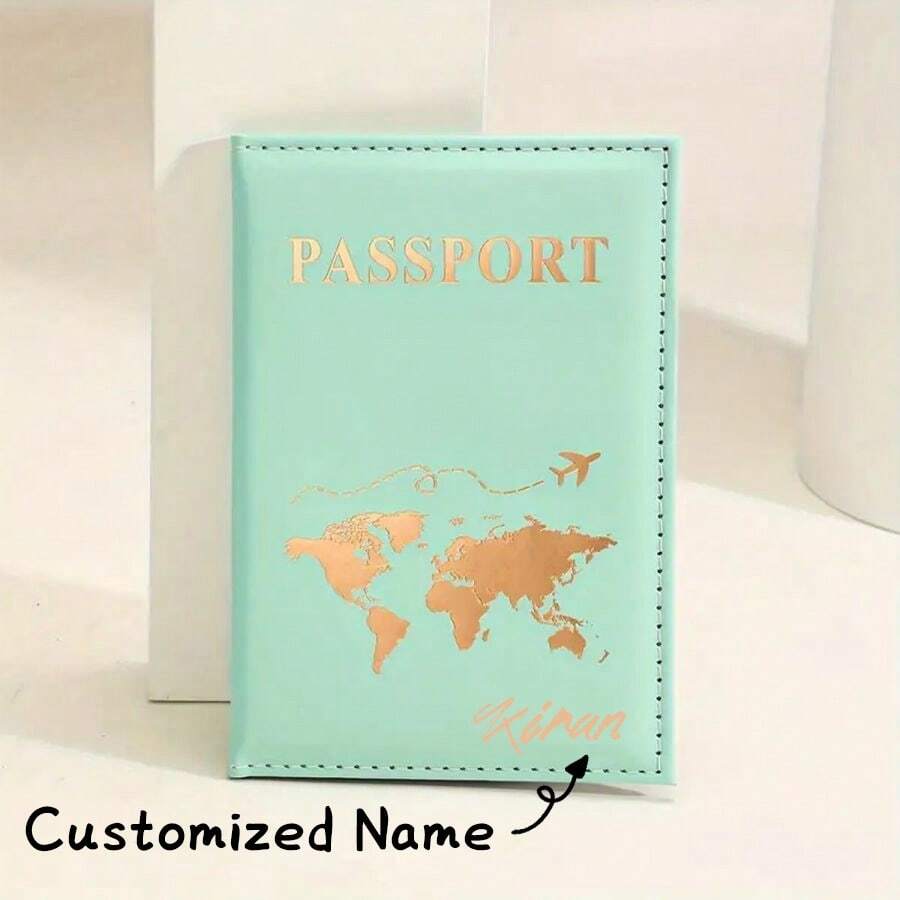 Personalized PU Leather Passport Holder – Custom Name Travel Wallet & Document Organizer for Women