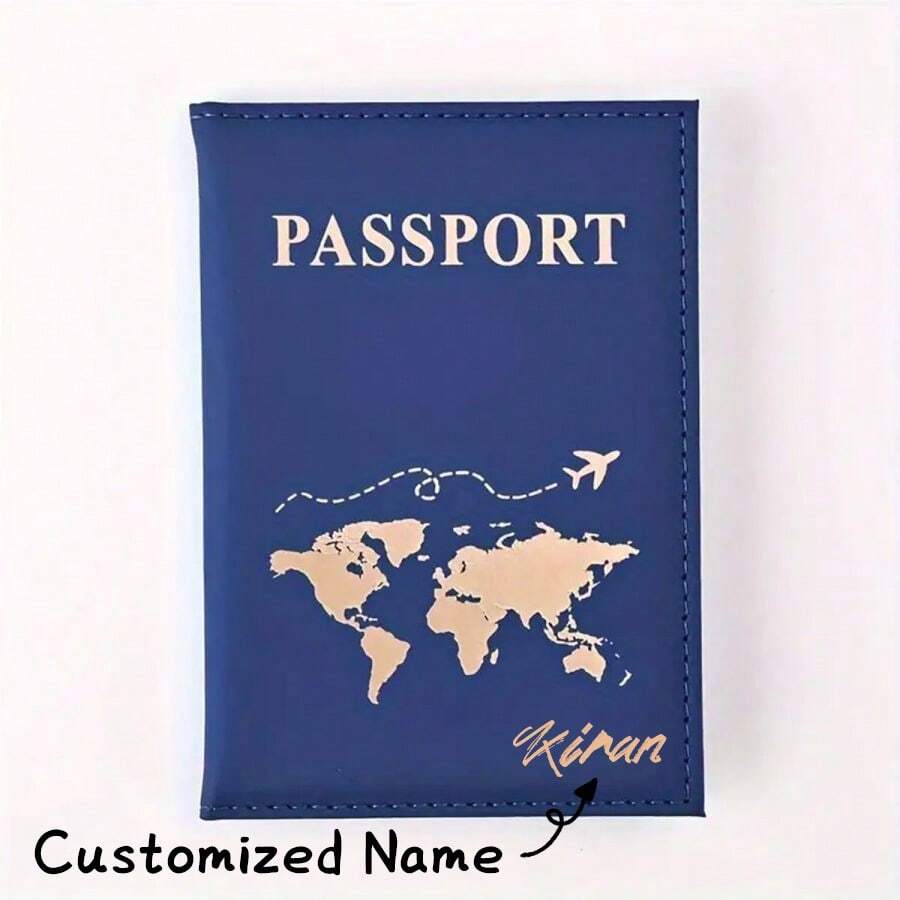 Personalized PU Leather Passport Holder – Custom Name Travel Wallet & Document Organizer for Women