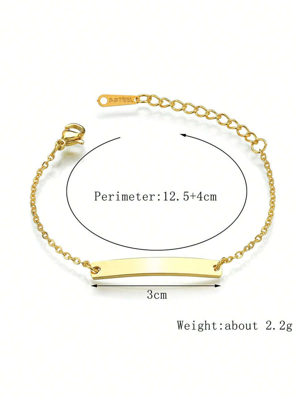 Personalized Gold-Plated Baby Name Bar ID Bracelet