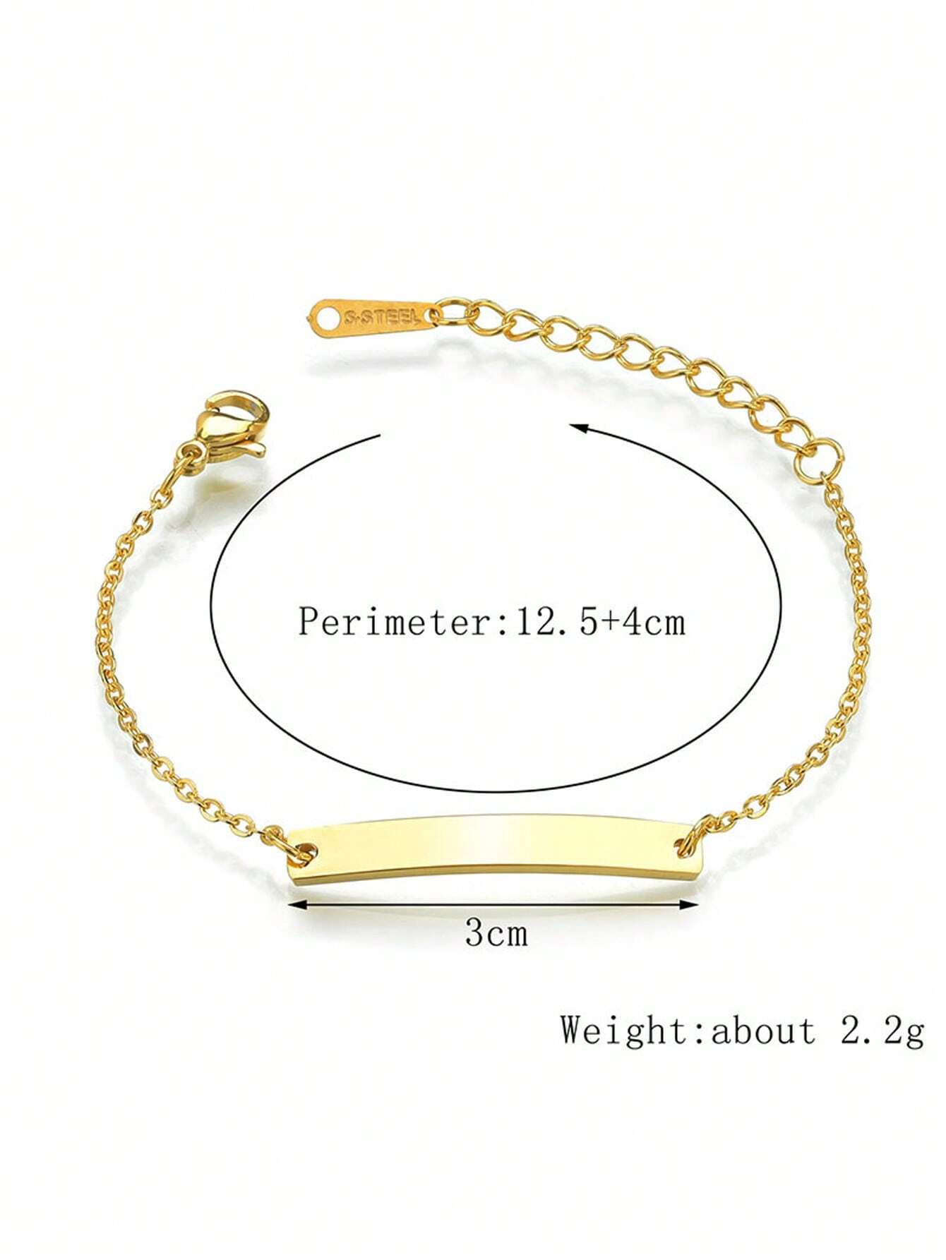 Personalized Gold-Plated Baby Name Bar ID Bracelet
