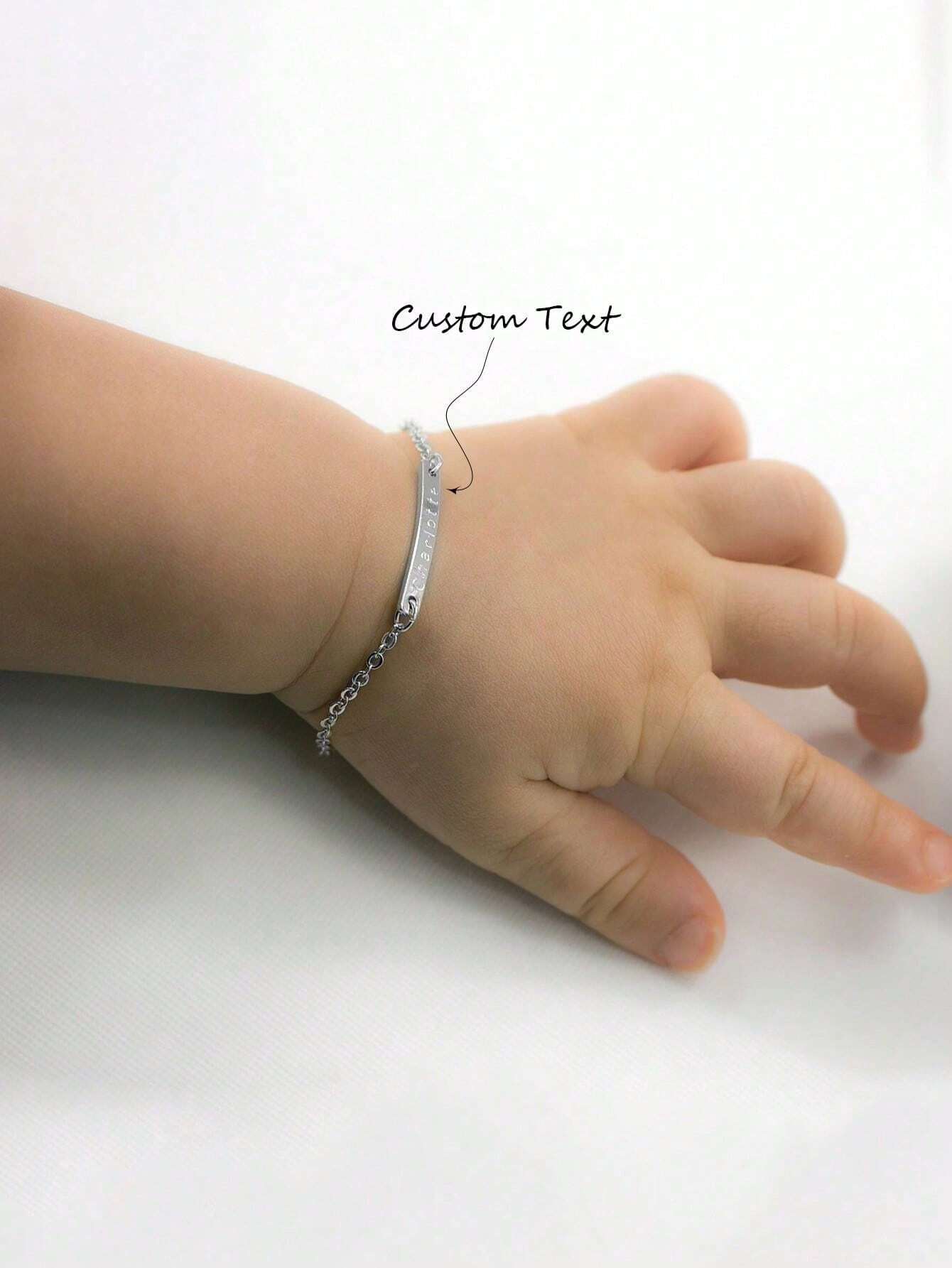 Personalized Gold-Plated Baby Name Bar ID Bracelet