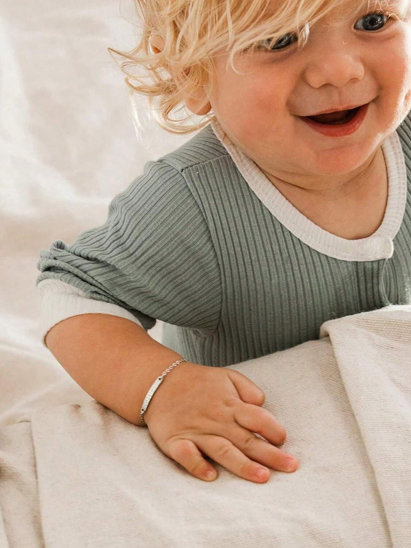 Personalized Gold-Plated Baby Name Bar ID Bracelet