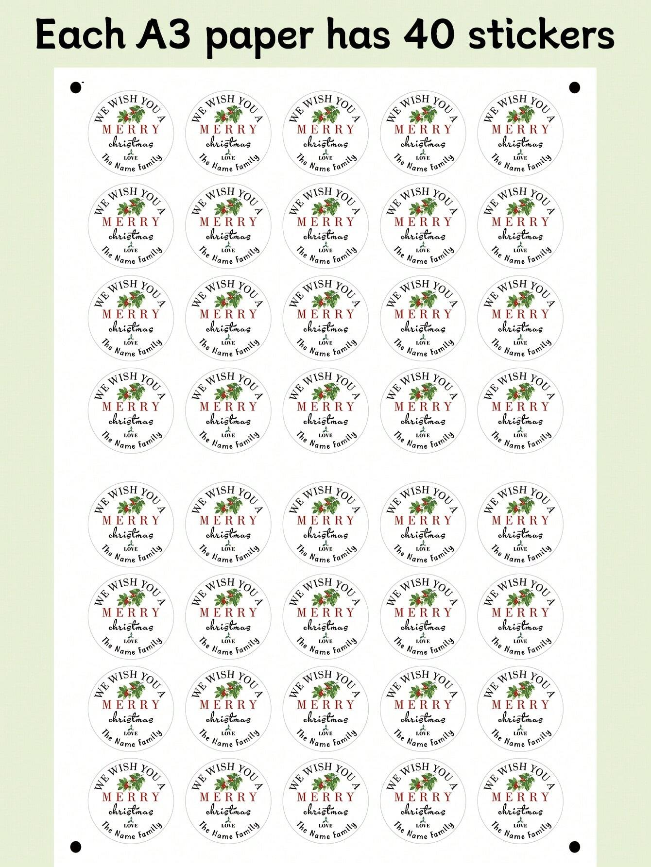 Personalized Christmas Stickers – Custom Name Holiday Labels - 40 Stickers