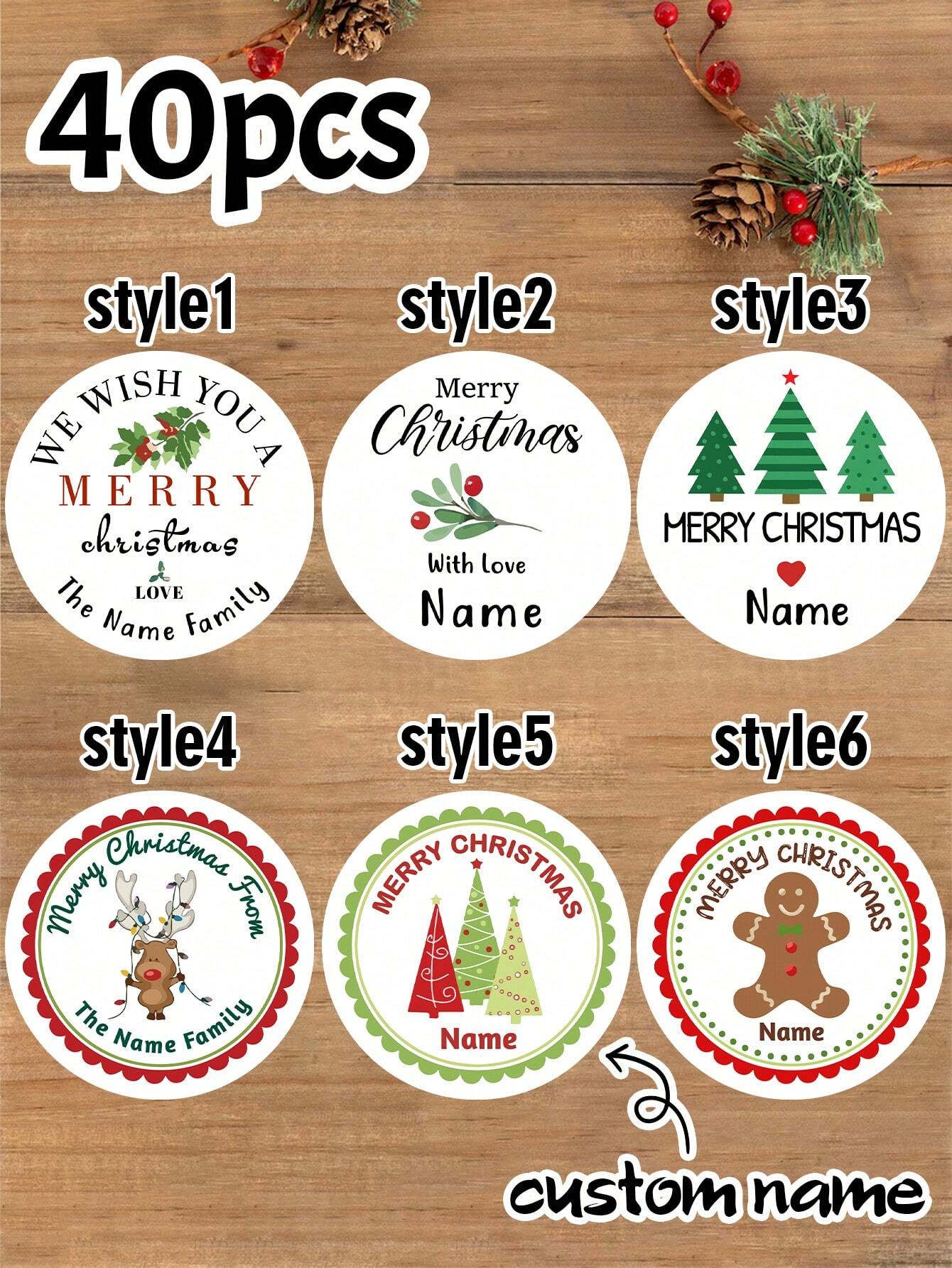 Personalized Christmas Stickers – Custom Name Holiday Labels - 40 Stickers