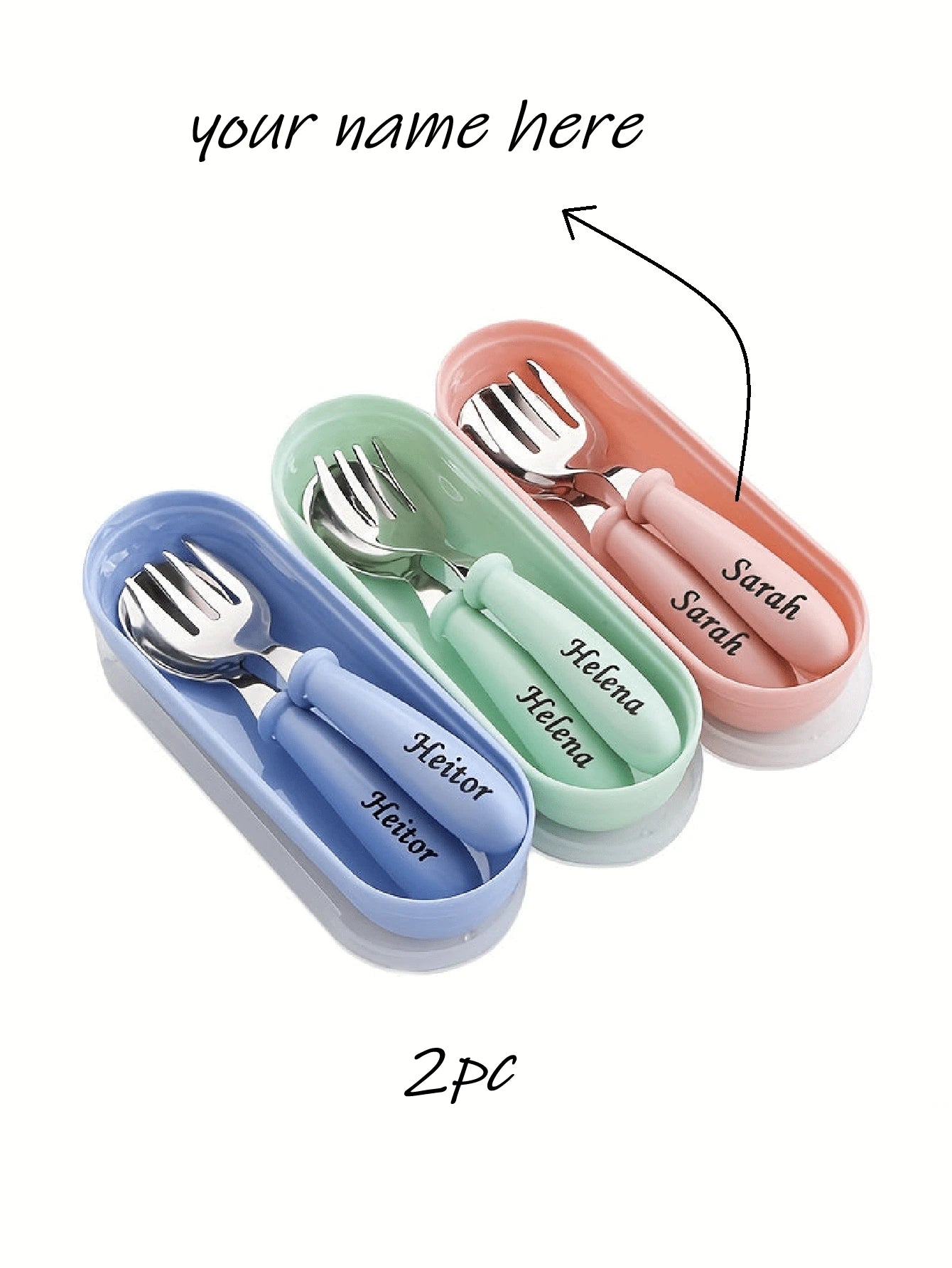 2pcs Personalized Stainless Steel Cutlery Set – Custom Spoon & Fork