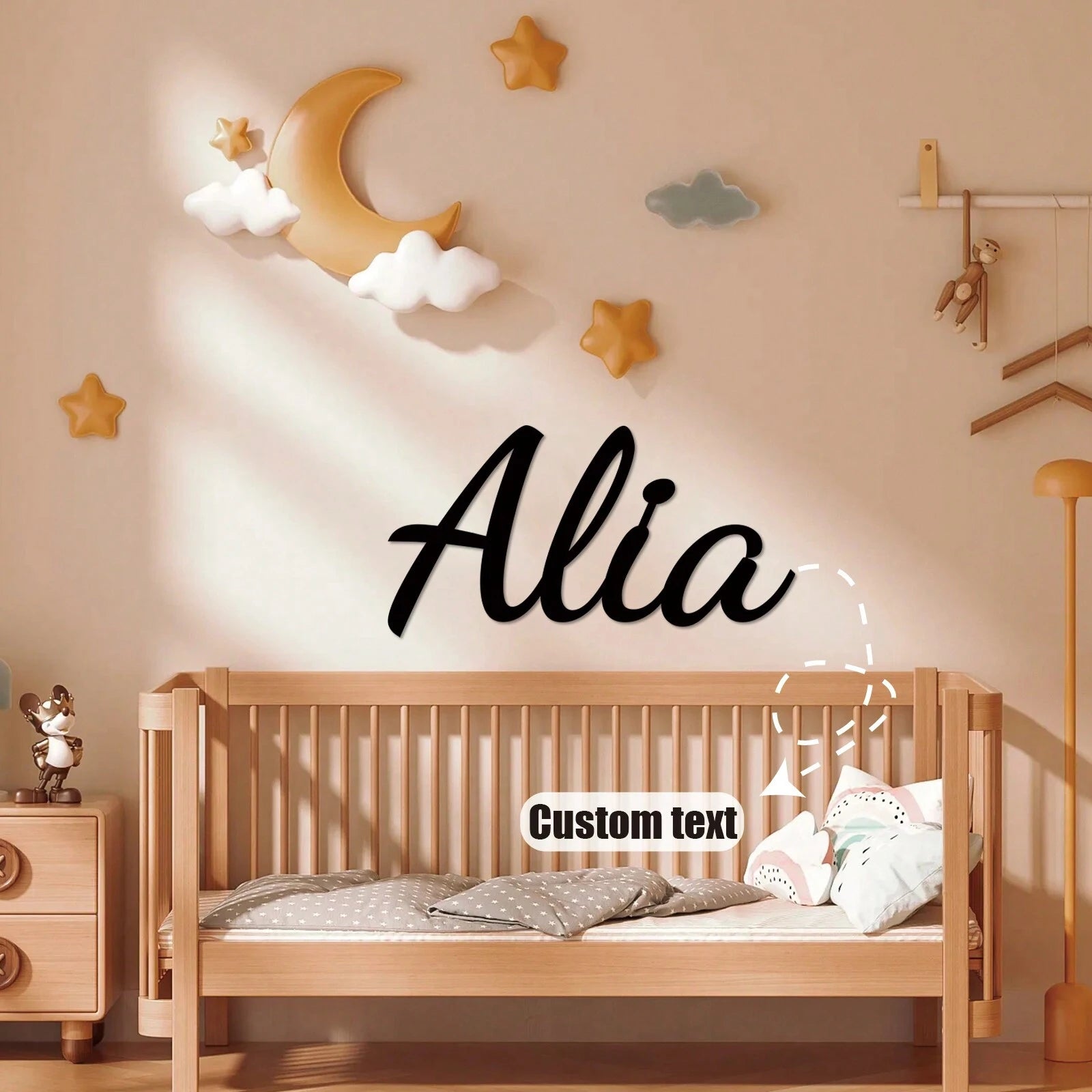 1pc Custom Metal Name Plate with Heart – Personalized Wall Letter Sign for Home or Nursery