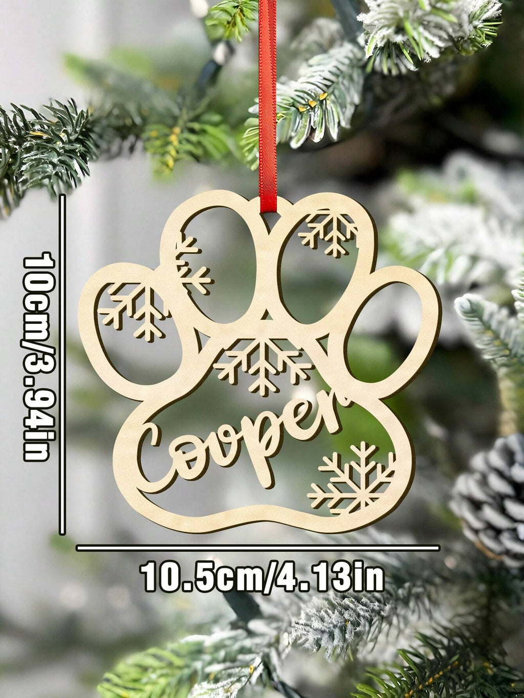Personalized Wooden Christmas Name Ornament (Paw)