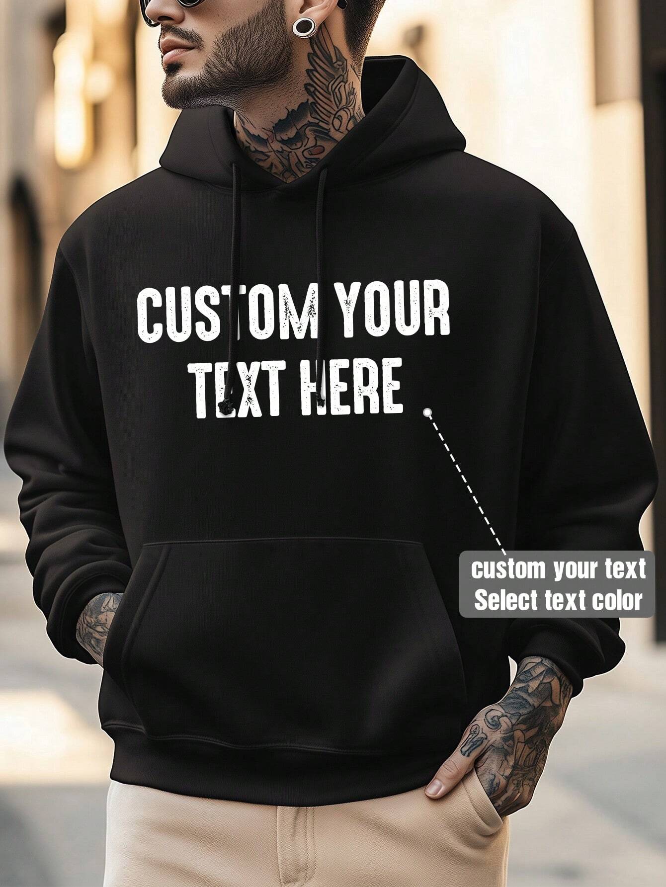 Customized Text Men’s Hoodie – Your Words, Your Style