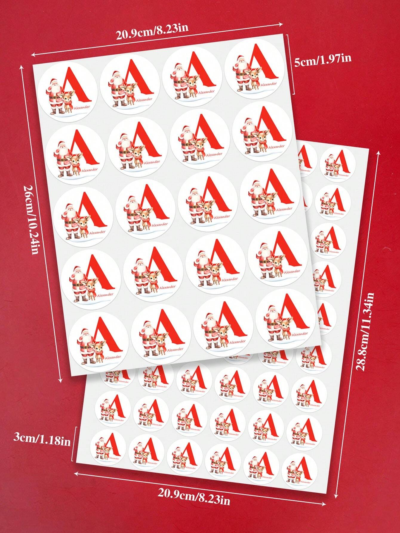Personalized Christmas Stickers – Custom Name Holiday Labels - 40 Stickers (5cm)