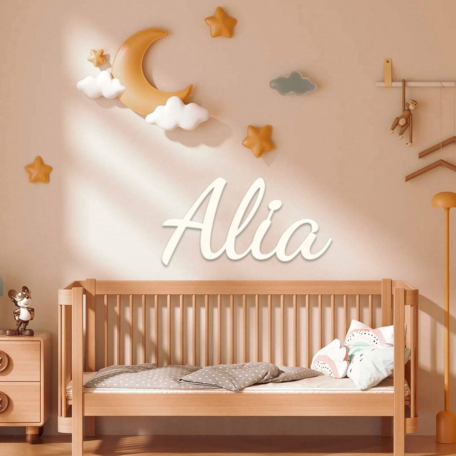 1pc Custom Metal Name Plate with Heart – Personalized Wall Letter Sign for Home or Nursery