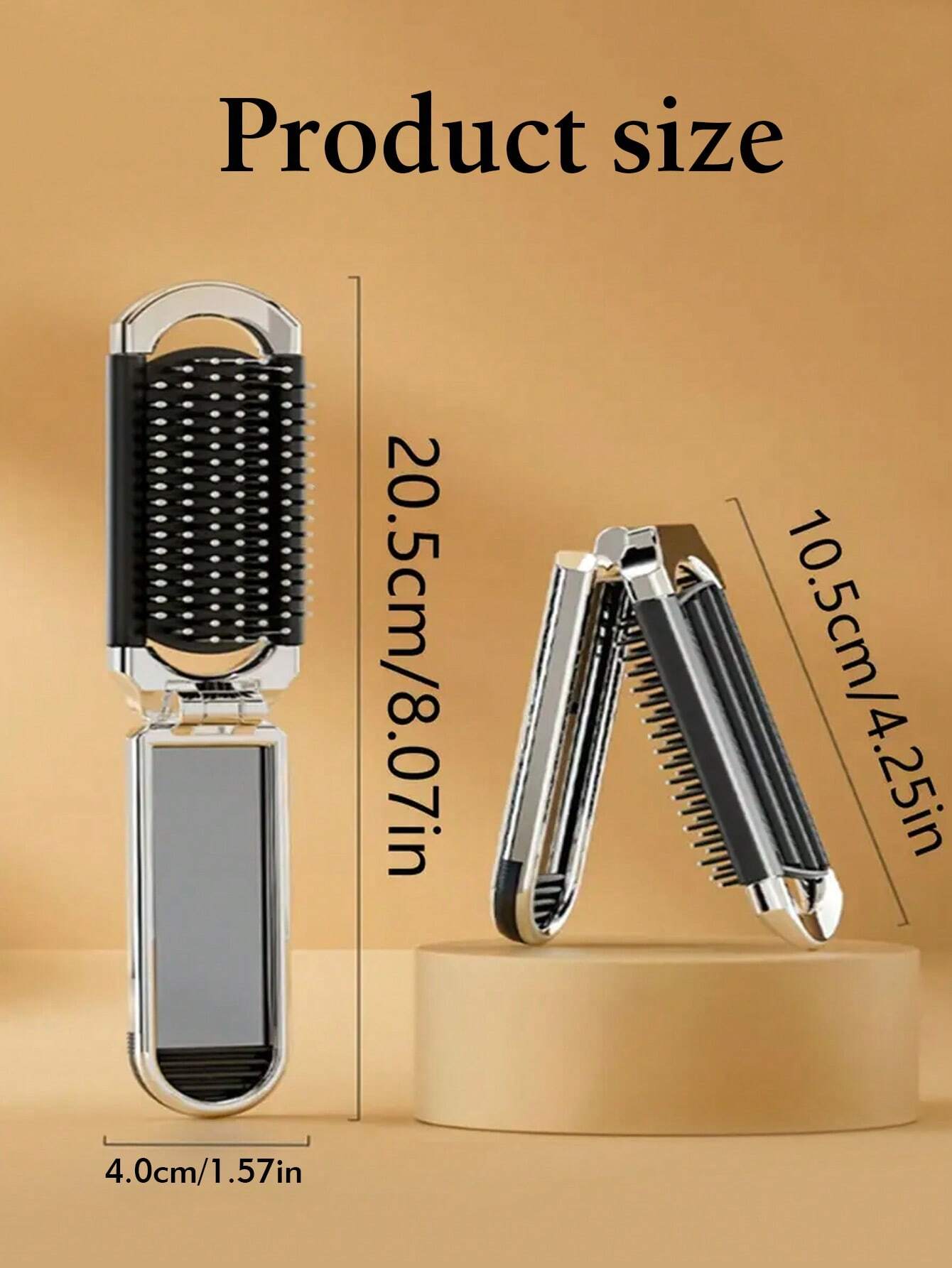 Personalized Foldable Hairbrush – Custom Name Travel Brush with Bow Design