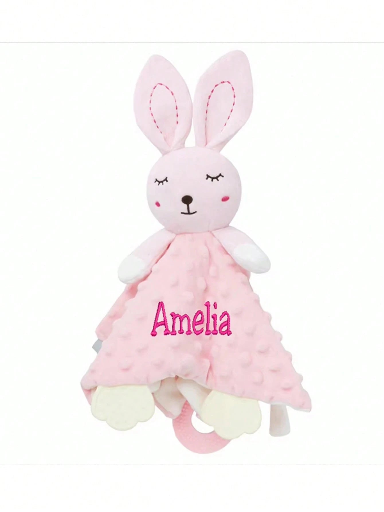 Personalized Embroidered Baby Security Blanket – Custom Name - Bunny