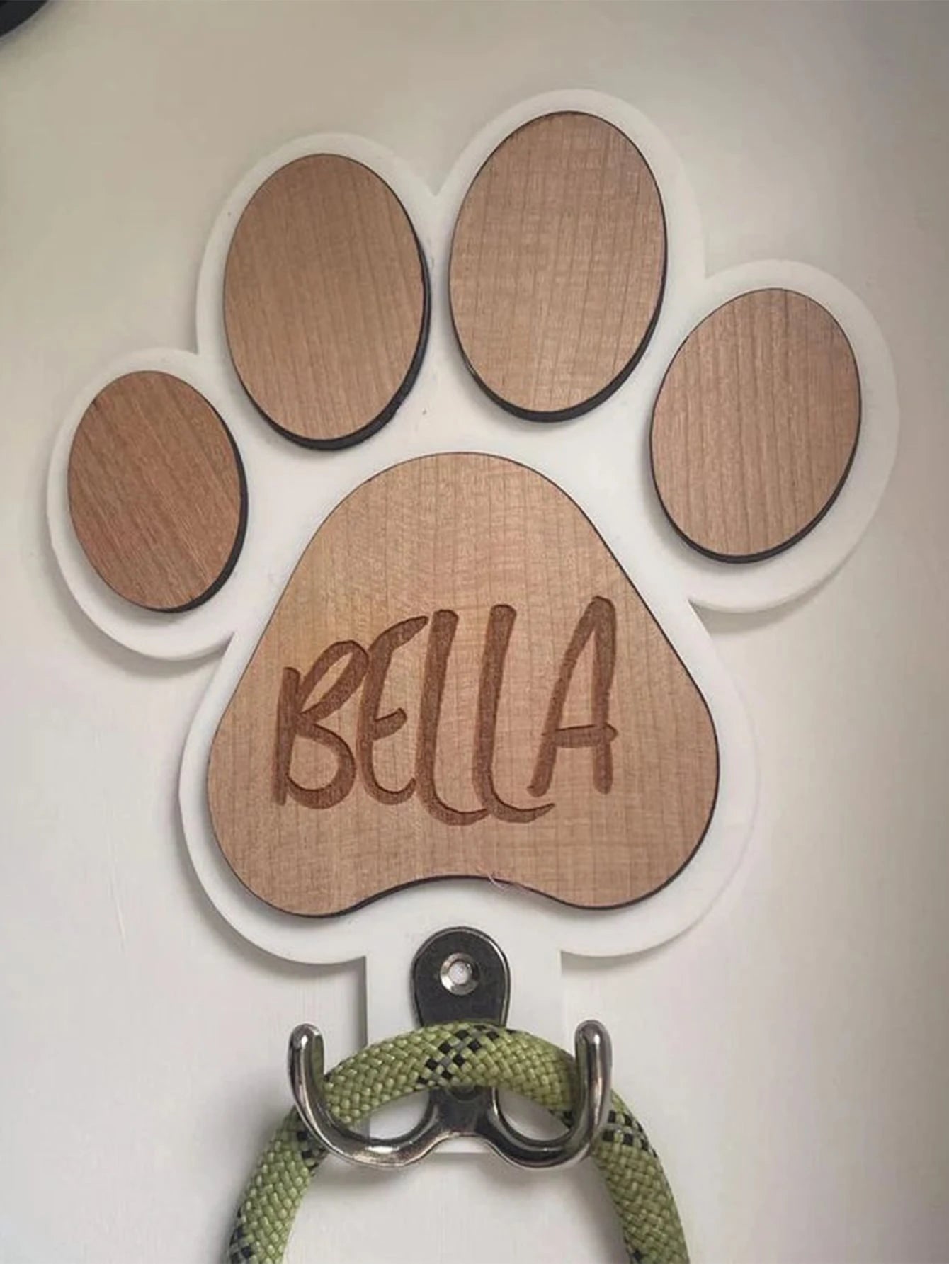 Personalized Wooden Dog Leash Hook For Home