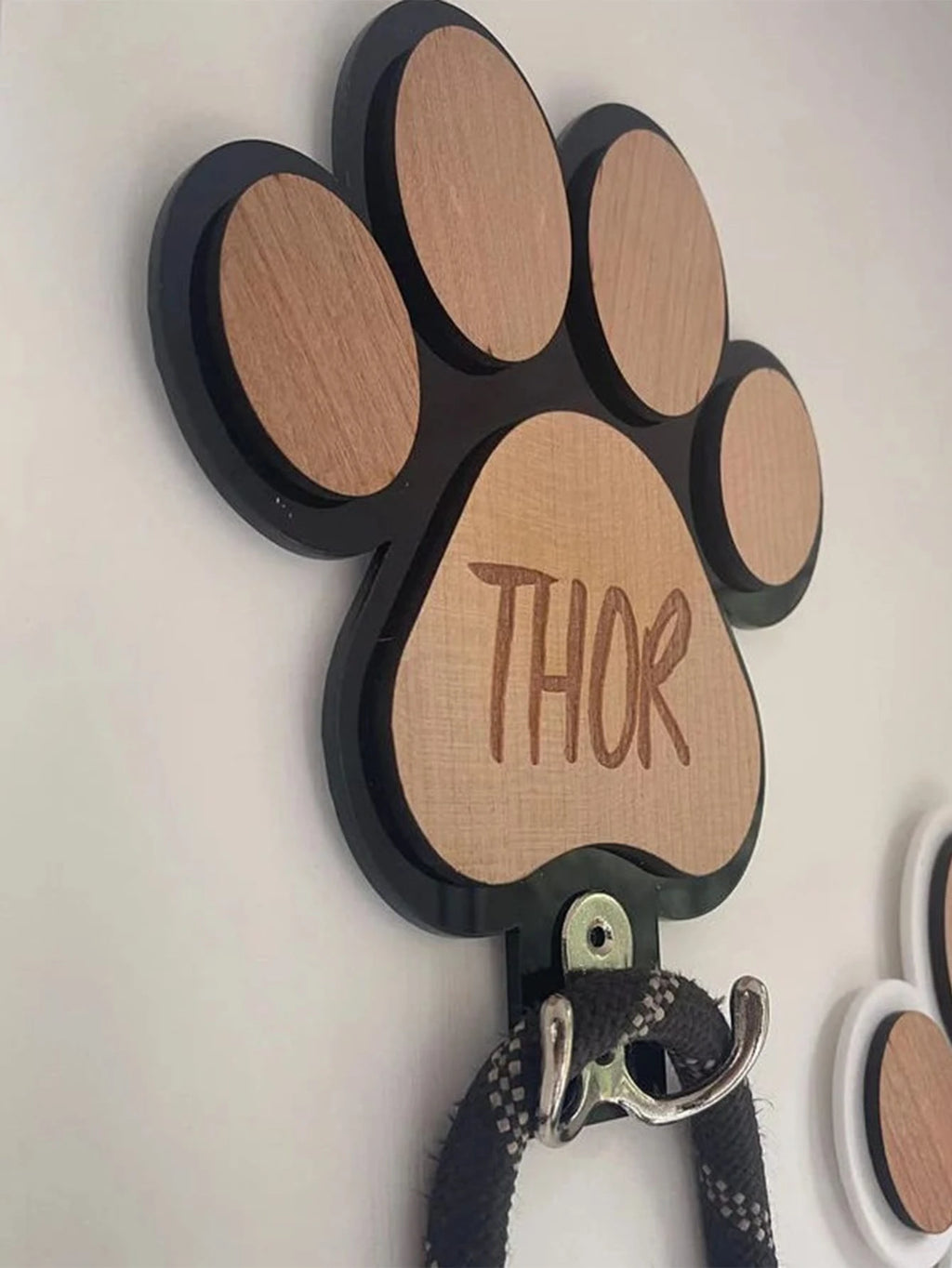 Personalized Wooden Dog Leash Hook For Home
