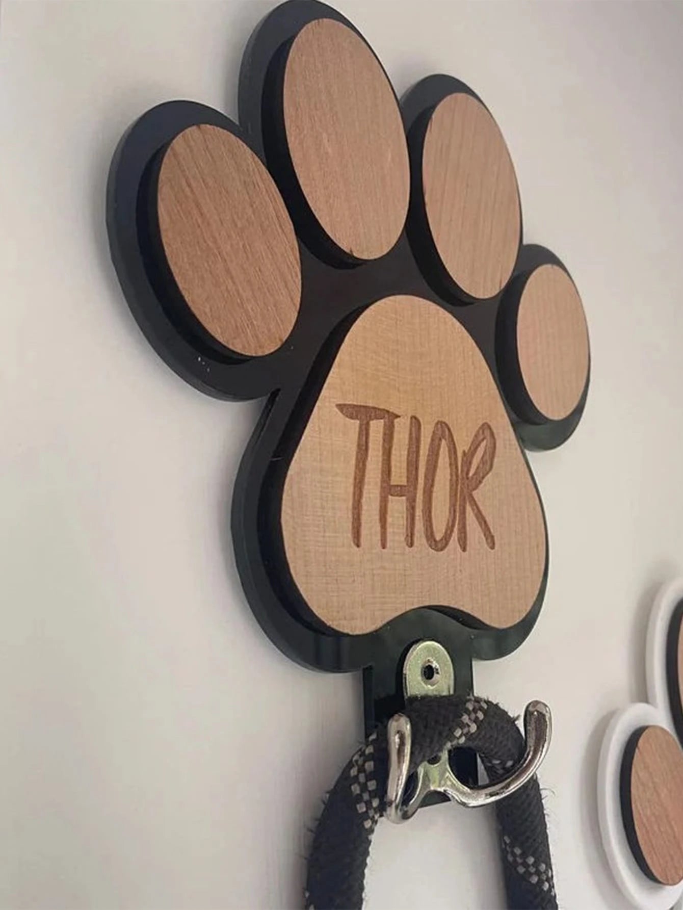 Personalized Wooden Dog Leash Hook For Home