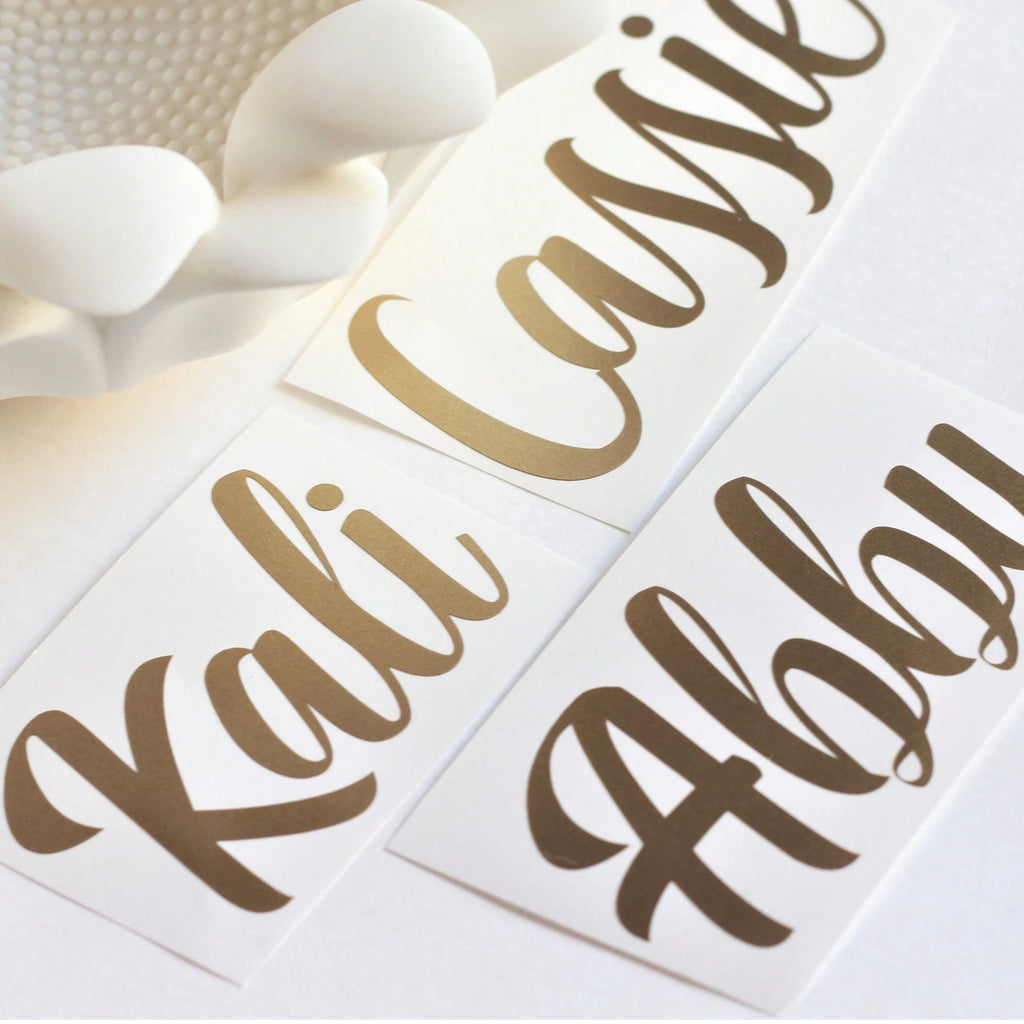 Custom Name Decals – Personalized Gold Vinyl Stickers for Gifts, Tumblers, and More