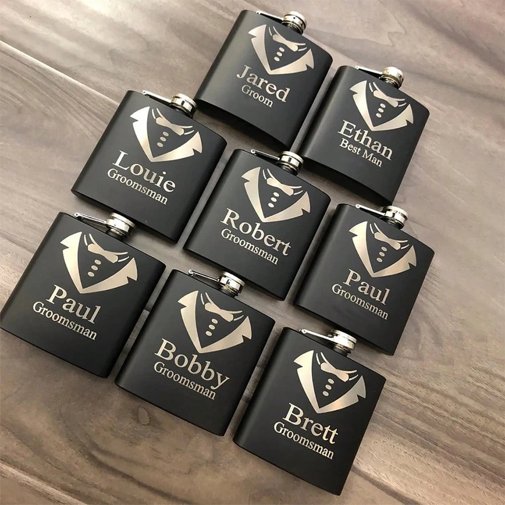 Personalized Groomsmen Flask – Custom Name & Role