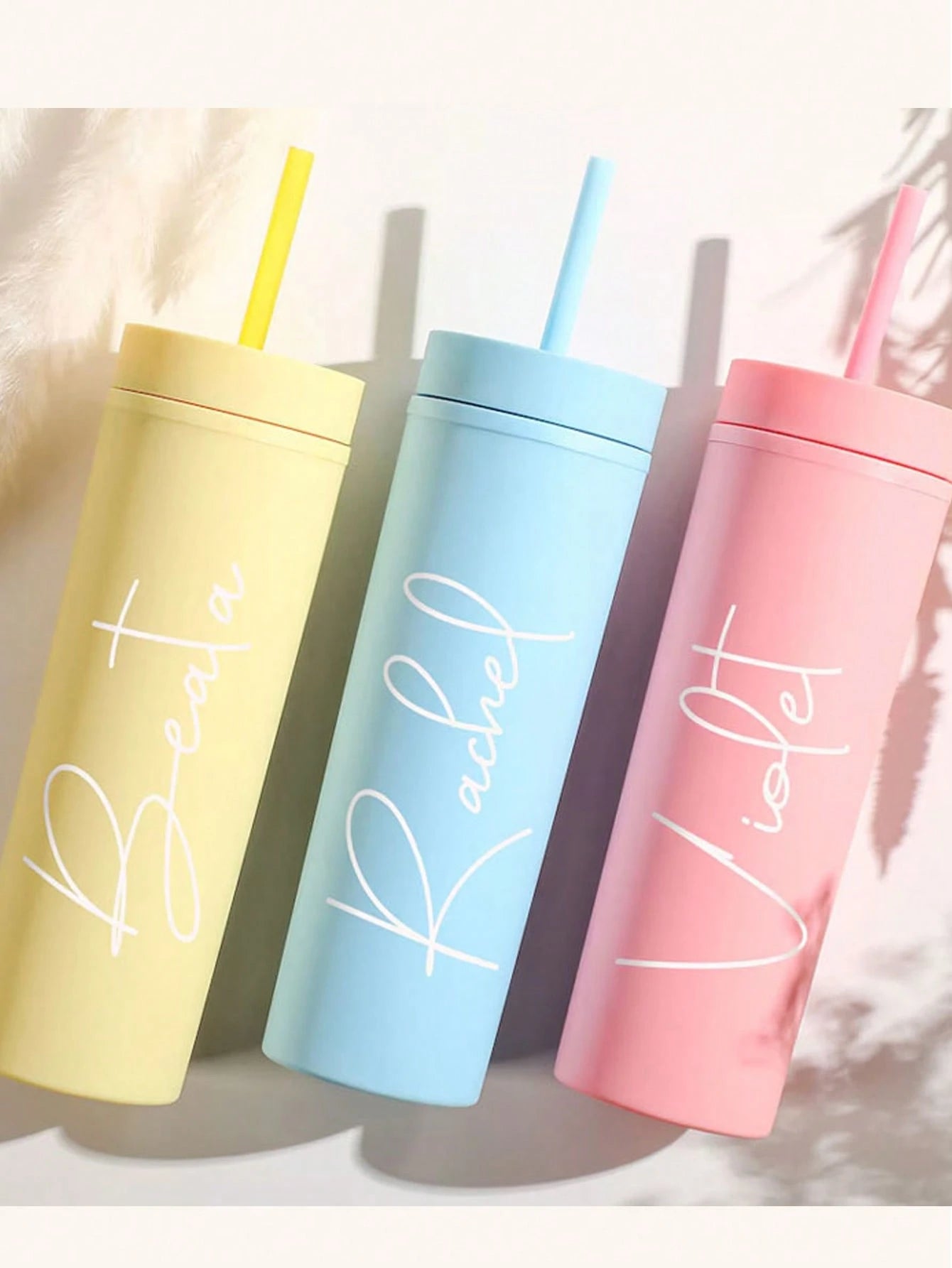 Customizable Pastel Tumbler with Straw – Personalized Name Cup for Cold Drinks