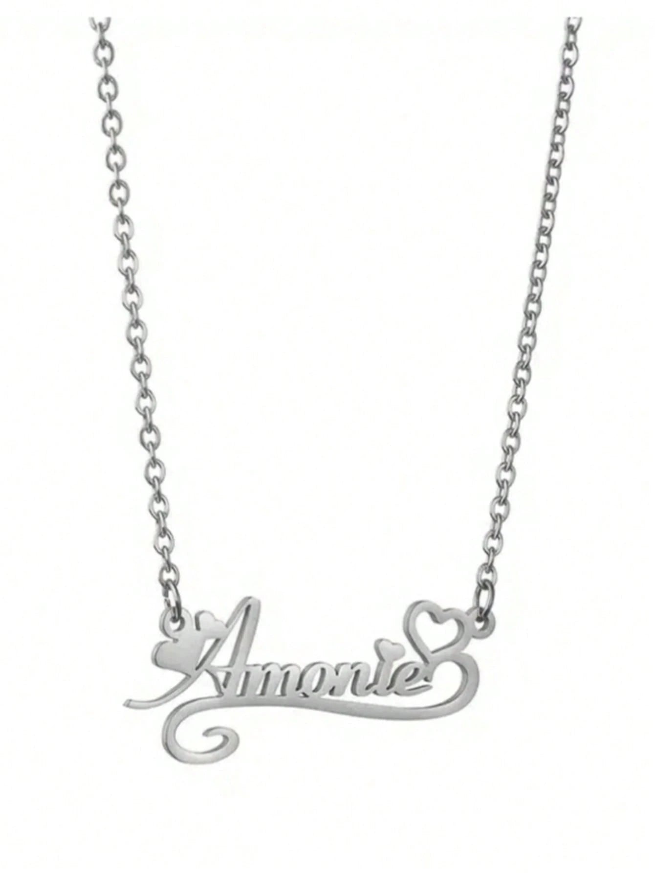 Personalized Heart-Shaped Name Necklace – Custom DIY Letter Pendant, Stainless Steel