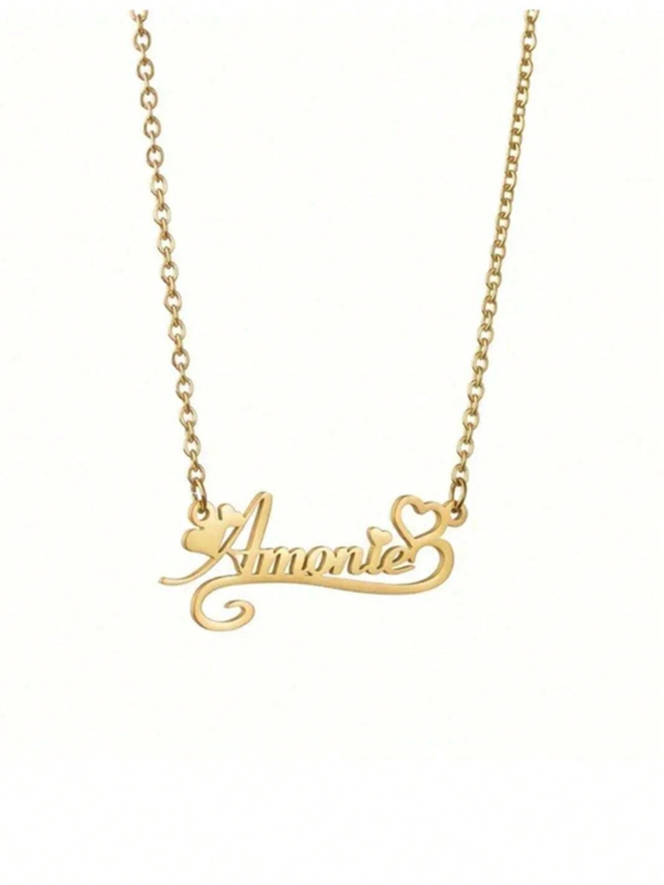 Personalized Heart-Shaped Name Necklace – Custom DIY Letter Pendant, Stainless Steel