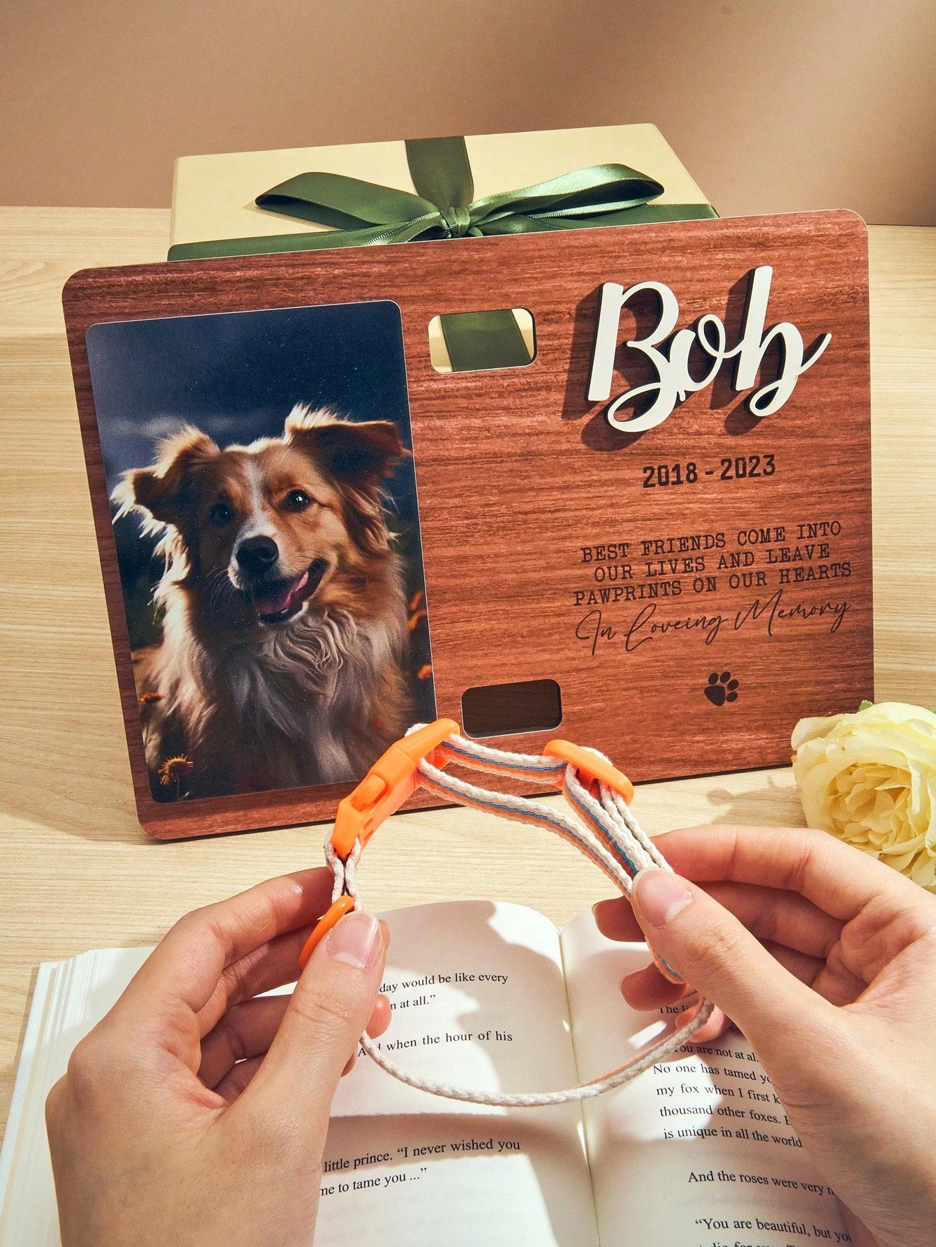 Personalized Pet Memorial Frame with Collar Holder
