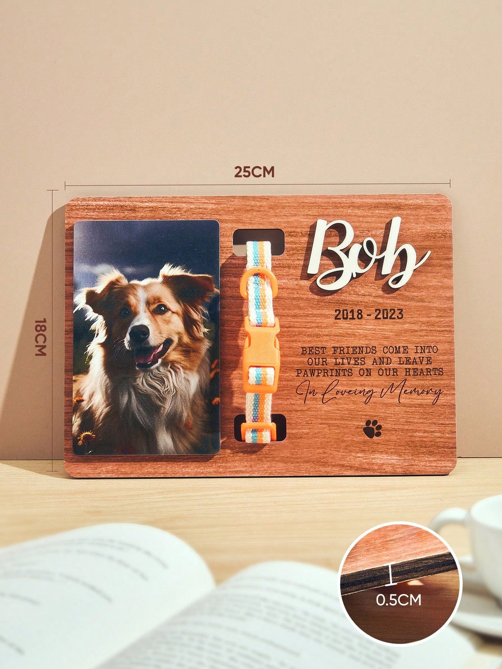 Personalized Pet Memorial Frame with Collar Holder