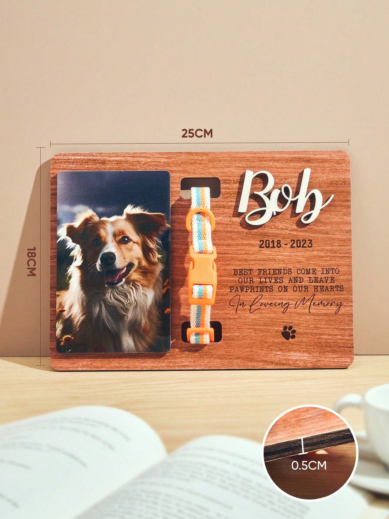 Personalized Pet Memorial Frame with Collar Holder