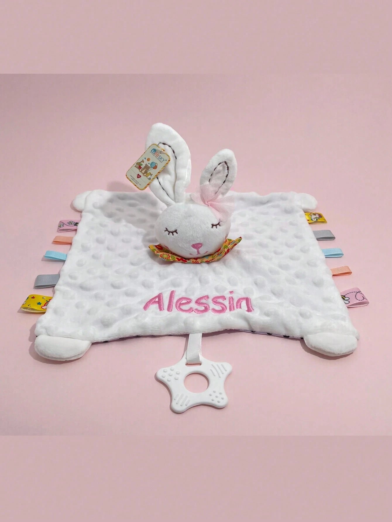 Personalized Embroidered Baby Security Blanket – Custom Name - Bunny