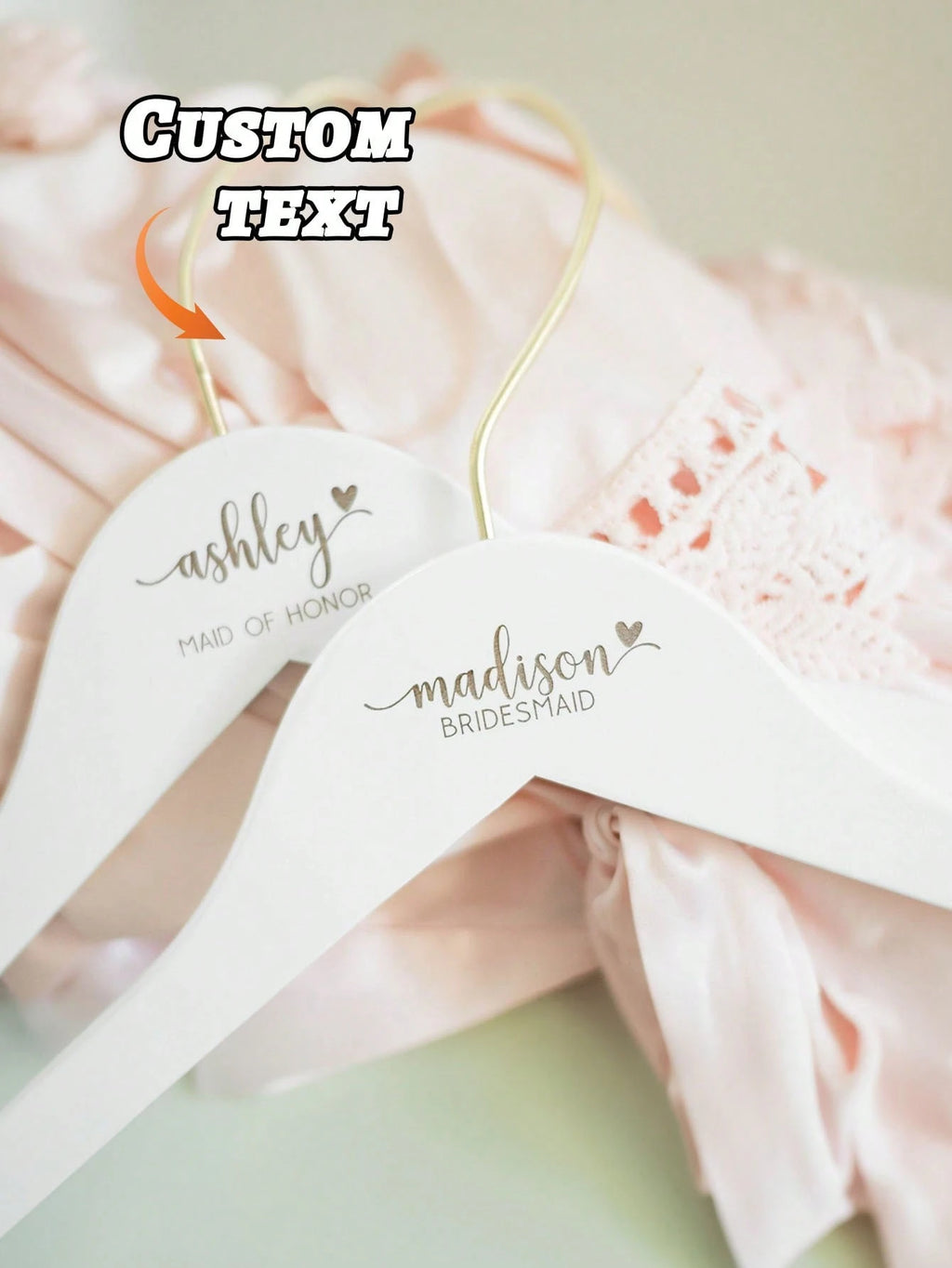 Personalized Bridal Party Hangers – Custom Name & Role - White
